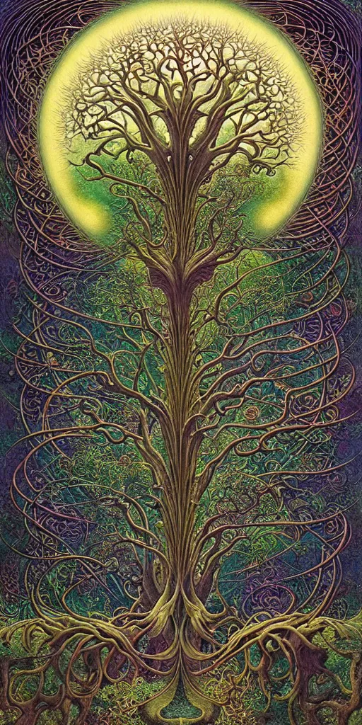 Image similar to tree of life by roger dean and andrew ferez, art forms of nature by ernst haeckel, divine chaos engine, symbolist, visionary, art nouveau, botanical fractal structures, organic, detailed, realistic, surreality