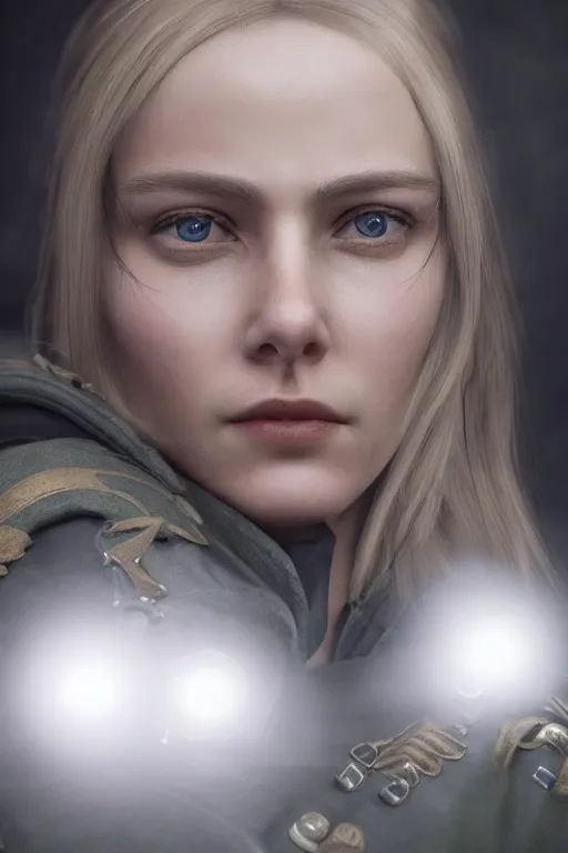 Image similar to ultra realistic facial portrait of beautiful nordic woman wearing a world war 1 uniform, digital art, character portrait, highly detailed, trending on artstation, lens flare, atmosphere, hyper realistic, cinematic lightning, sharp focus, unreal engine 5, extreme details perfect face, pretty face, fine - face, illustration, 8 k, ultra texture, masterpiece