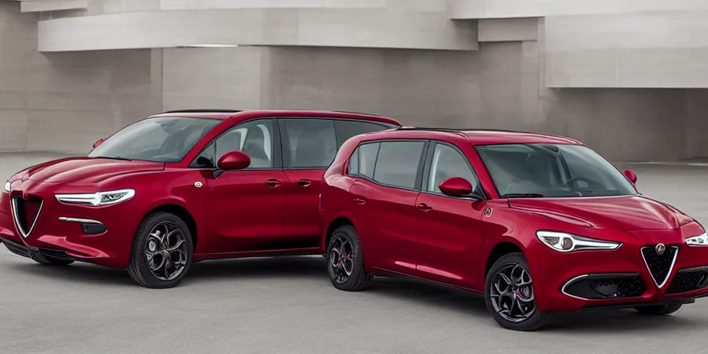 Image similar to 2022 Alfa Romeo Minivan, red