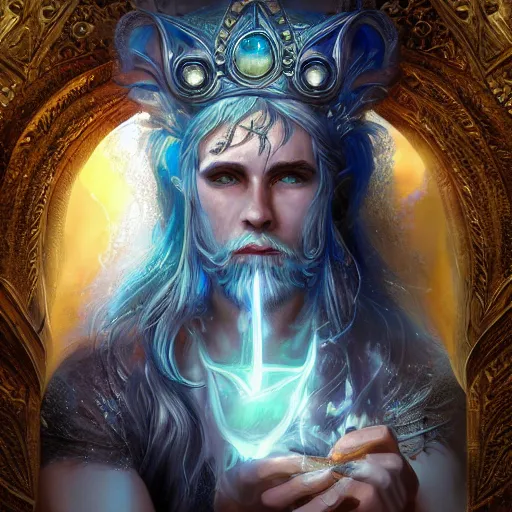 Prompt: portrait of mythical god of magic, trending on Artstation, intricate details, concept art, fantasy, digital art, award-winning