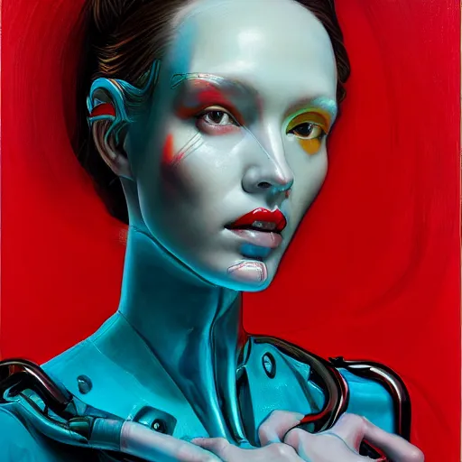 Image similar to portrait of female android by james jean