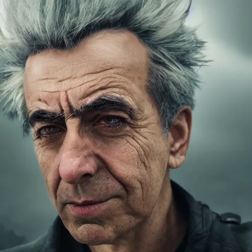 Prompt: rick Sanchez in real life, face centered portrait, Confident, fog, rain, volumetric lighting, beautiful, golden hour, sharp focus, ultra detailed, cgsociety by Leesha Hannigan, Ross Tran, Thierry Doizon, Kai Carpenter,Ignacio Fernández Ríos