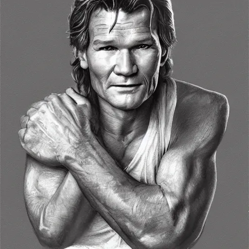 Image similar to amazing lifelike award winning pencil illustration of Patrick Swayze as Vida Boheme trending on art station artgerm Greg rutkowski cinematic