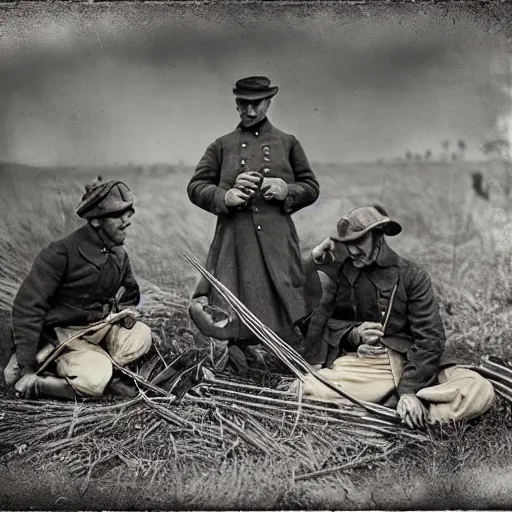 Image similar to eating spaghetti on the battlefield, american civil war, tintype sigma 5 0 mm, cinematic lighting, photography, wes anderson, kodachrome