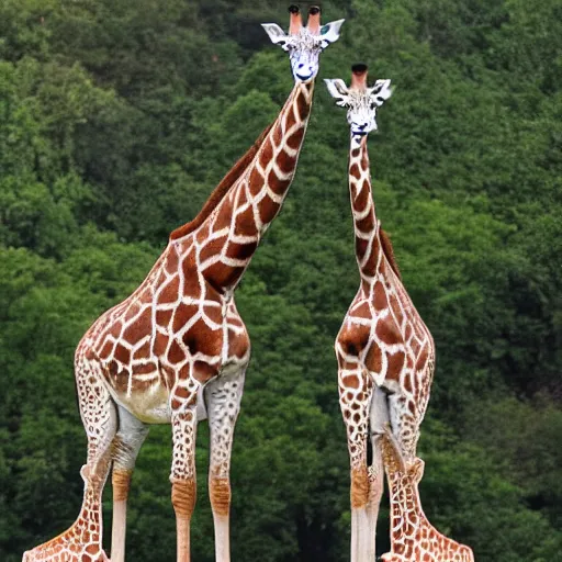 Prompt: giraffes making a heart with their necks