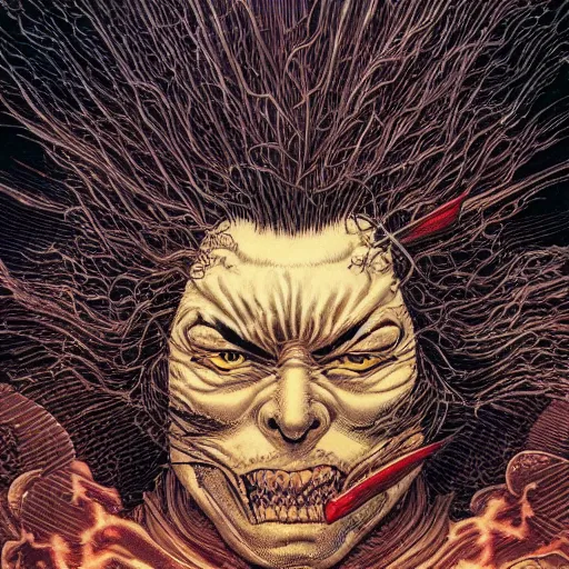 Image similar to closeup of exploding head, by yoichi hatakenaka, masamune shirow, josan gonzales and dan mumford, ayami kojima, takato yamamoto, barclay shaw, karol bak