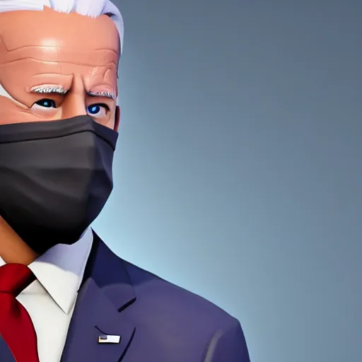 Prompt: Joe Biden in fortnite, high quality, 3d render, octane render, highly detailed, pose