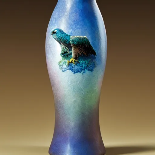 Image similar to iridescent spring soft stream height osprey tambourine vase holder , by Karol Bak and Beksinski and Zdzisław Beksiński , NFT , pixel perfect , cyberpunk