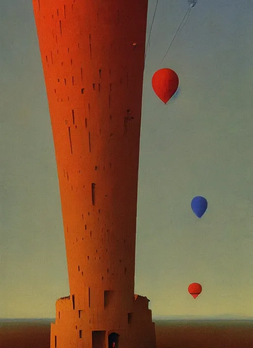 Prompt: tower of babel with birthday baloons Edward Hopper and James Gilleard, Zdzislaw Beksinski highly detailed