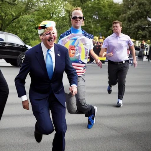 Image similar to joe biden running towards the photographer.