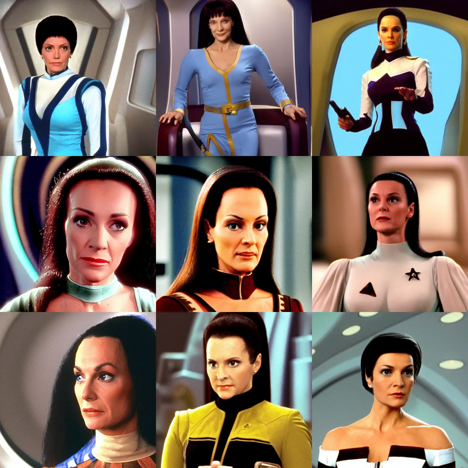 Prompt: lisa mona vinci as captain of the enterprise in st : tng