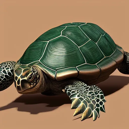 Image similar to super detailed 3 d model of a turtle character portrait rendered in cinema 4 d