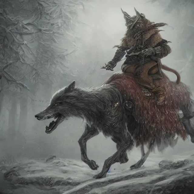 Image similar to young tsarevitch ivan riding on big grey wolf, slavic folk fairytale, story, fable, dramatic, fantasy art, an ultrafine detailed painting, academic art, ornate, inticate, elegant, sharp focus, artstation, by pavel korin, viktor vasnetsov