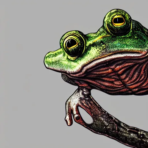 Prompt: a frog inside a persons throat, digital art, hyper detailed