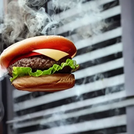 Image similar to a hamburger smoking