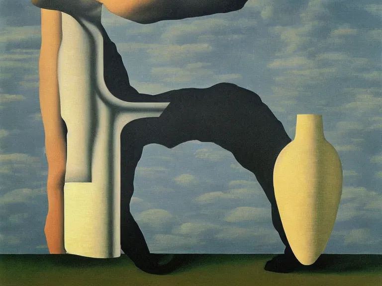 Image similar to a painting by rene magritte, high detail, high resolution