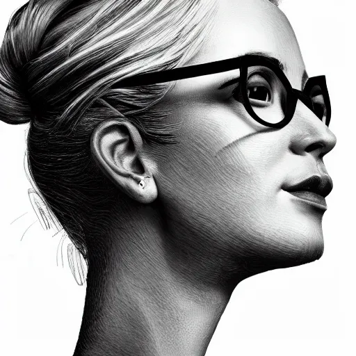 Prompt: middle aged beautiful french woman with blonde hair tied in a strict bun, spectacles, lots of makeup, arrogant, rich, expensive voluminous dress, character portrait, digital art, high quality, 8 k, detailed, d & d character,