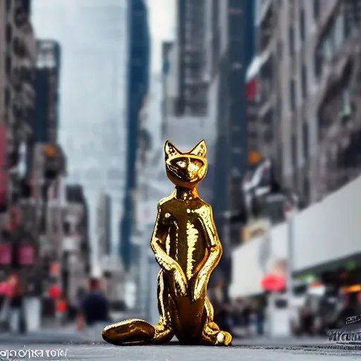 Prompt: a t - 1 0 0 0 cat made of liquid metal walking in the streets of new york city and frightening all the people around, volumetric lighting, sharp focus, ultra detailed, cgsociety - w 1 0 2 4 - n 8 - i