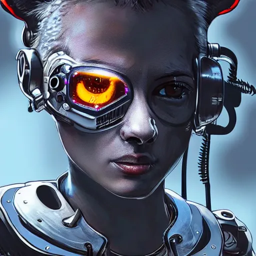 Prompt: cute baby hyena cyborg, cyberpunk 2 0 7 7 art, realistic, highly detailed