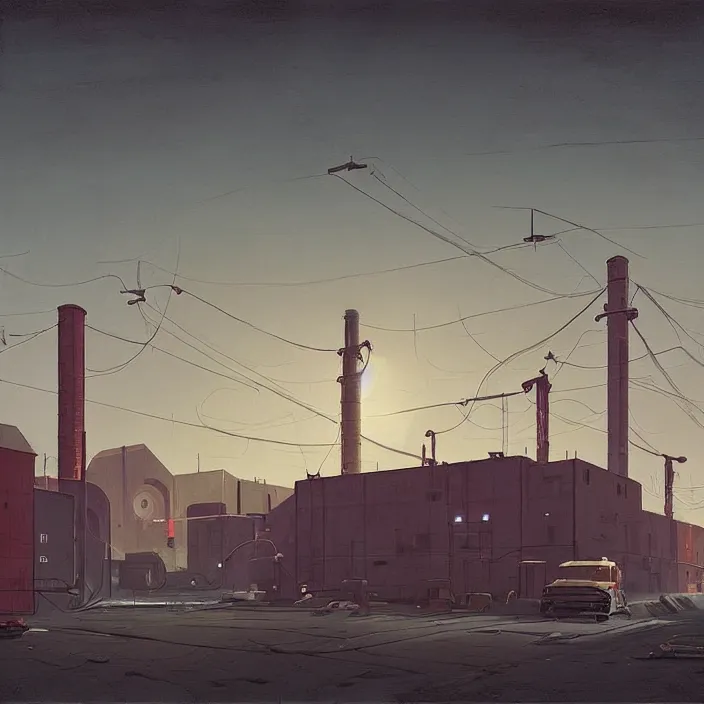 Image similar to factory, by simon stalenhag