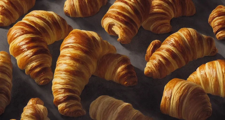 Image similar to croissants croissants croissants croissants leading the french revolution, dramatic lighting, concept art, trending on artstation, 8 k