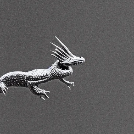 Image similar to dark field microscopy photograph of a tiny dragon