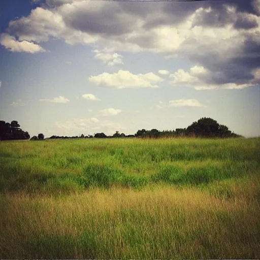 Prompt: “small white linen blanket amongst a grassy prairie scene in August, muted colours, wide shot,”