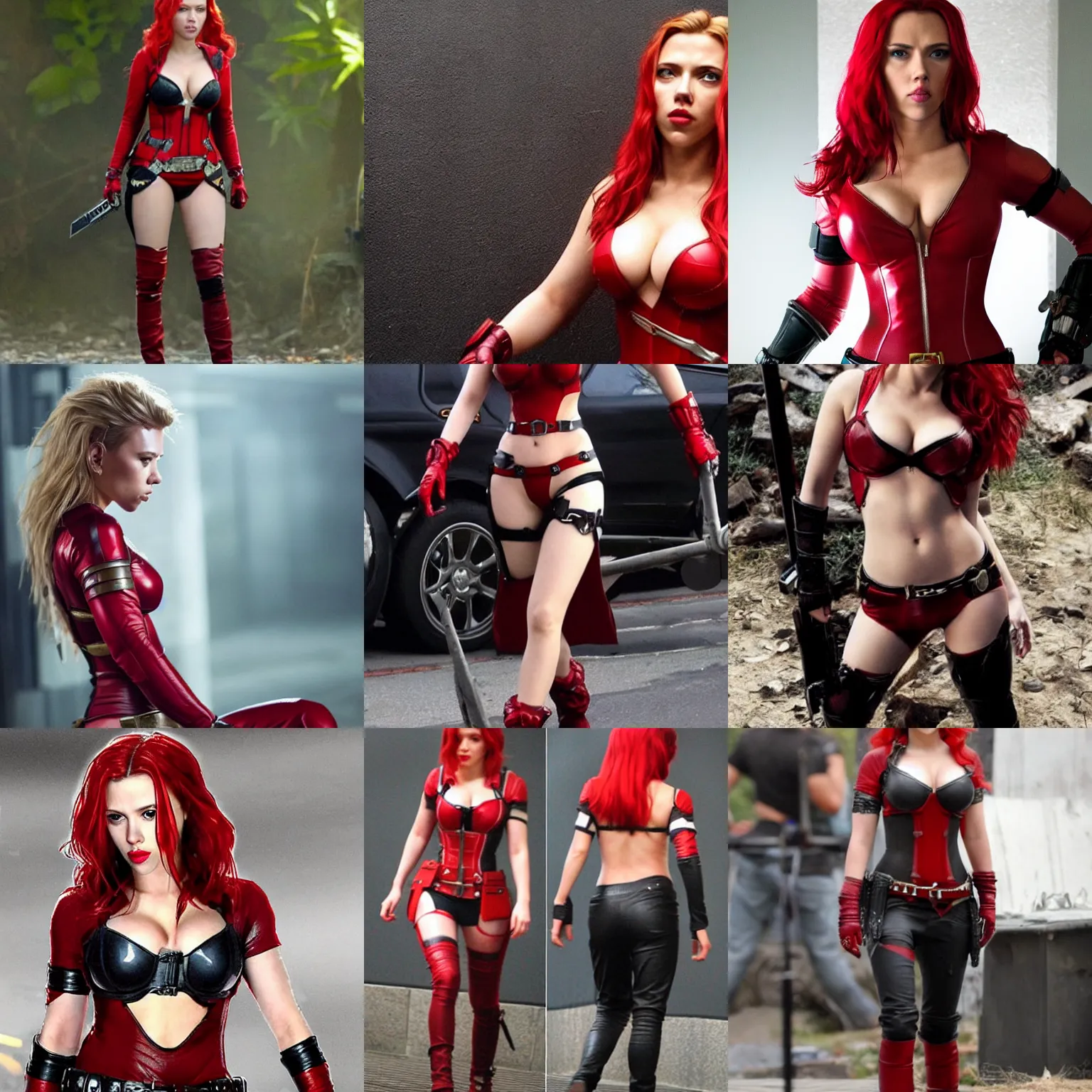 Prompt: scarlett johansson wearing katarina costume, hot