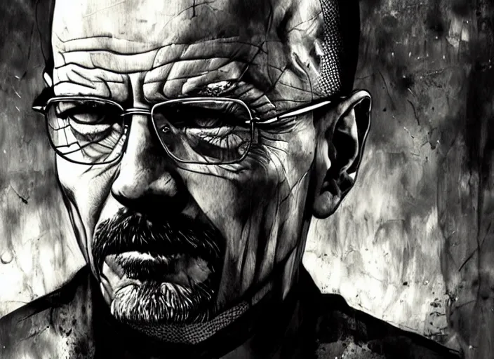 Image similar to a highly detailed beautiful portrait of walter white by yoji shinkawa