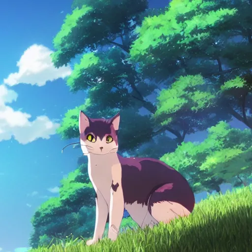 Image similar to cat, makoto shinkai