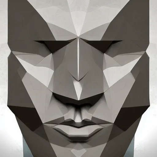 Image similar to a face made out of the platonic solids, digital art