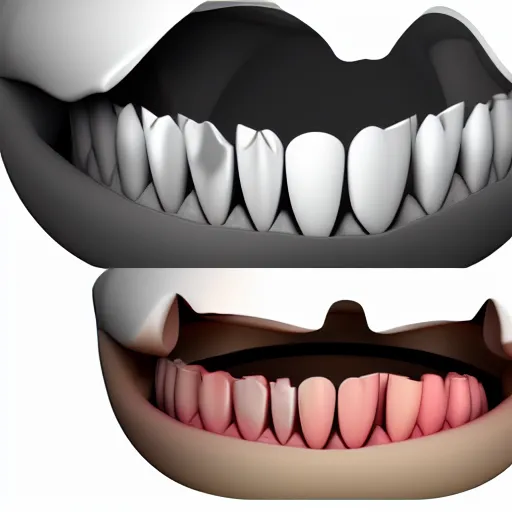 Image similar to poorly rendered 3 d set of teeth