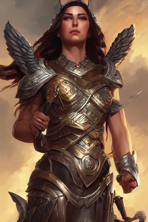 Image similar to amazon valkyrie athena, d & d, fantasy, portrait, highly detailed, headshot, digital painting, trending on artstation, concept art, sharp focus, illustration, art by artgerm and greg rutkowski and magali villeneuve