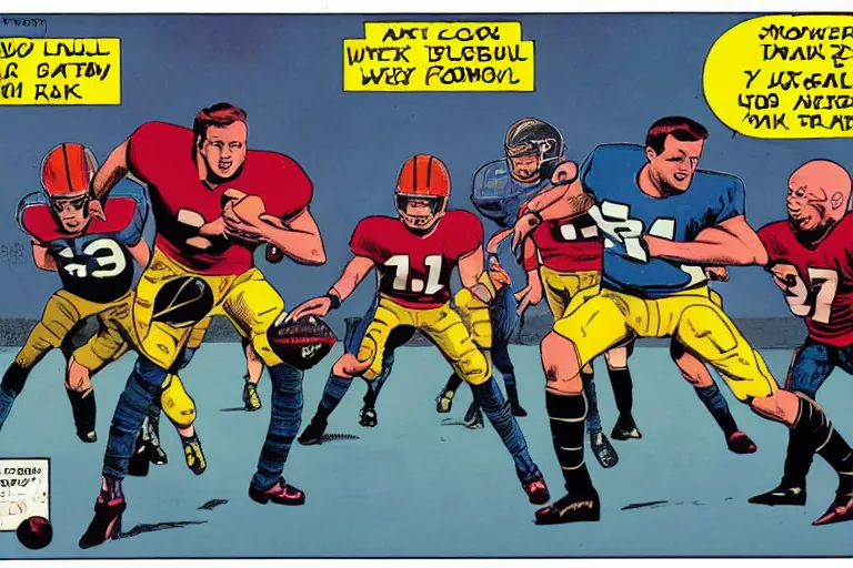 Prompt: My dad is a football cowboy, comic book