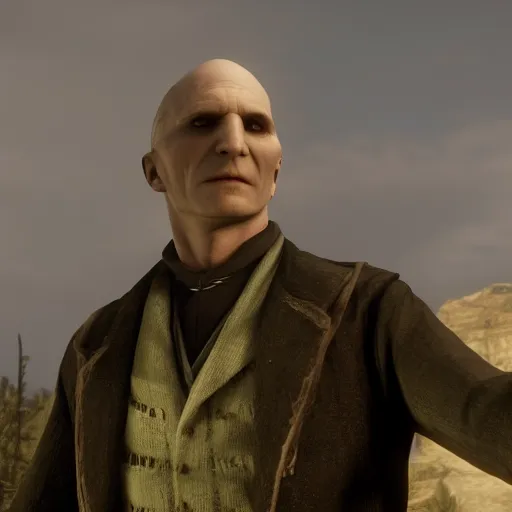 Prompt: Film still of Voldemort, from Red Dead Redemption 2 (2018 video game)