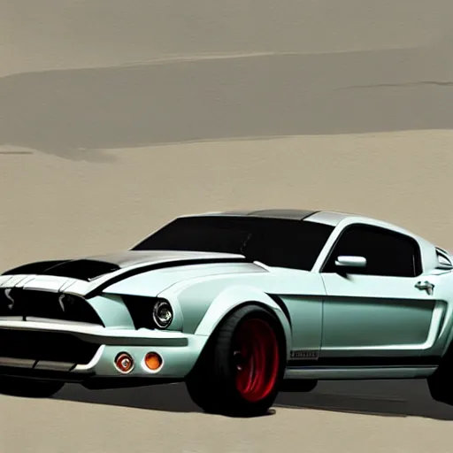 Image similar to A mustang shelby , GTA 5 concept art, art by greg rutkowski, matte painting, trending on artstation, very detailed