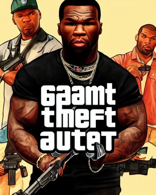 Image similar to a medium shot of 5 0 cent as a gta vc character, gta vc cover art