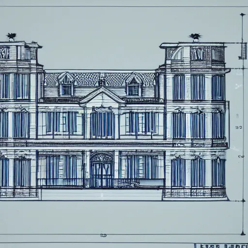 Image similar to a blueprint of a mansion