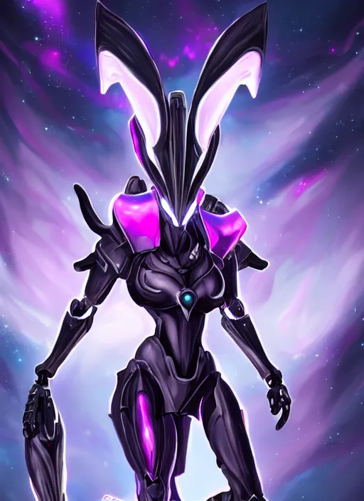 Image similar to cinematic body shot, galactic sized proportional stunning beautiful hot female warframe, sleek mecha goddess dragon head, metal ears, led purple eyes, smooth fuschia skin, smooth silver armor, floating in space, holding a galaxy, epic proportions, epic size, epic scale, furry art, dragon art, giantess art, warframe fanart, furaffinity, octane