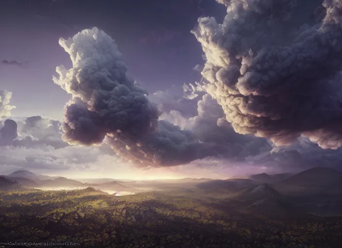 Prompt: hyperrealism, detailed textures, photorealistic 3 d render, a dreamy purple cloud of scape, sharp focus, ultra realistic, ultra high pixel detail, cinematic, intricate, cinematic light, concept art, illustration, art station, unreal engine 8 k