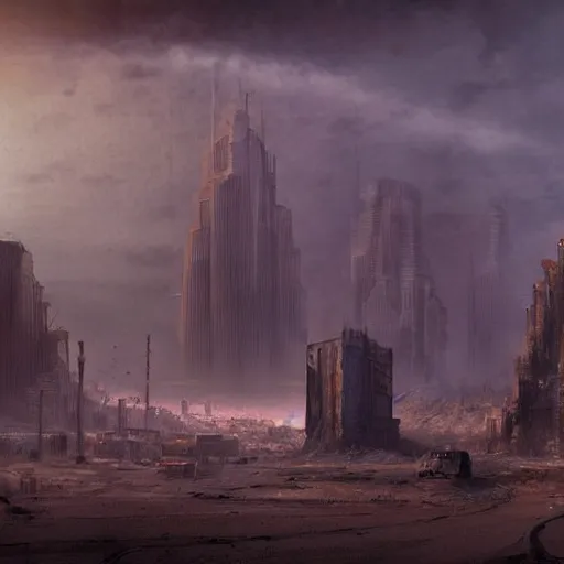 Prompt: post-apocalyptic desert city Los Angeles, concept art, by greg rutkowski, by Gustave Dore