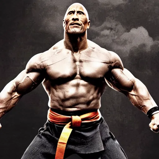 Image similar to Dwayne Johnson as Kung Fu master