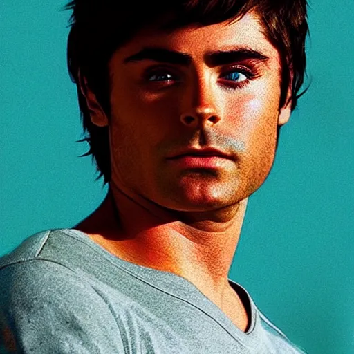 Image similar to “ zac efron retro minimalist portrait by jean giraud, moebius starwatcher, sharp, smooth face, comic, 8 k ”