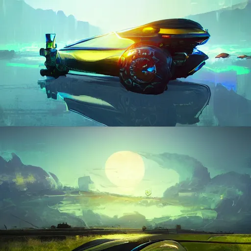 Image similar to solarpunk hovercar, clean energy, green technology, highway, sunny day, futurism, intricate, glow, highly detailed, digital painting, artstation, concept art, smooth, sharp focus, epic landscape, art by akihiko yoshida and tim mcburnie and anato finnstark