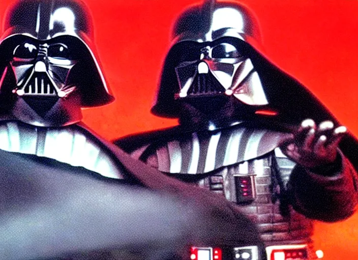 Image similar to film still of Darth Vader dancing at a disco club in Star Wars The Empire Strikes Back,