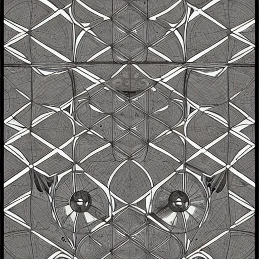 Image similar to art nouveau floor pattern, geometric, interlocking, solar system, scifi inspired, foundation, thin lines, black and white by paul chadeisson, greg rutkowski