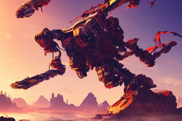Image similar to sunwing machine mecanical creature robot of horizon forbidden west horizon zero dawn bioluminiscence global illumination ray tracing hdr fanart arstation by ian pesty and alena aenami artworks in 4 k