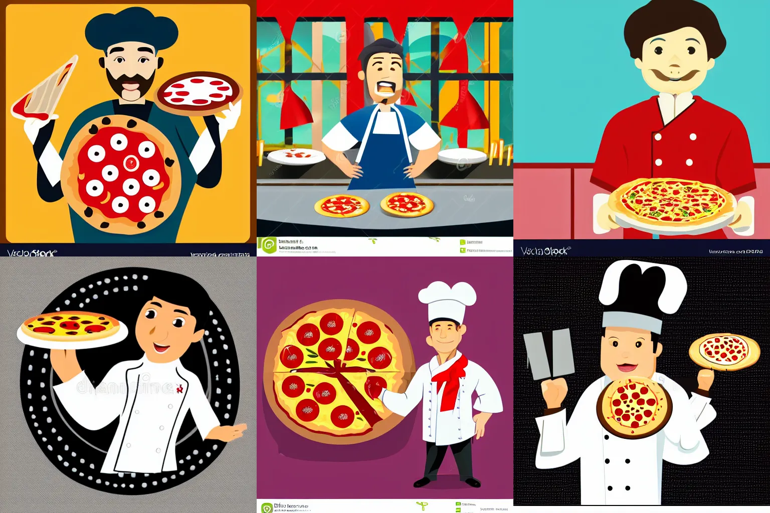 Prompt: chef holding a pizza japanese corporate vector art