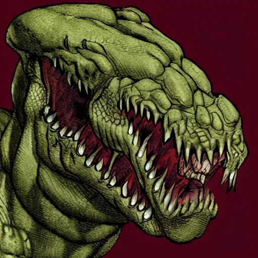 Image similar to head of reptilian monster from doom