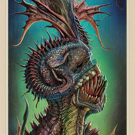 Prompt: nightmare dragon anatomy etherreal iridescent vascular nerve bundles pearlescent spinal chord horror by naoto hattori, zdzislaw, norman rockwell, studio ghibli, anatomical cutaway